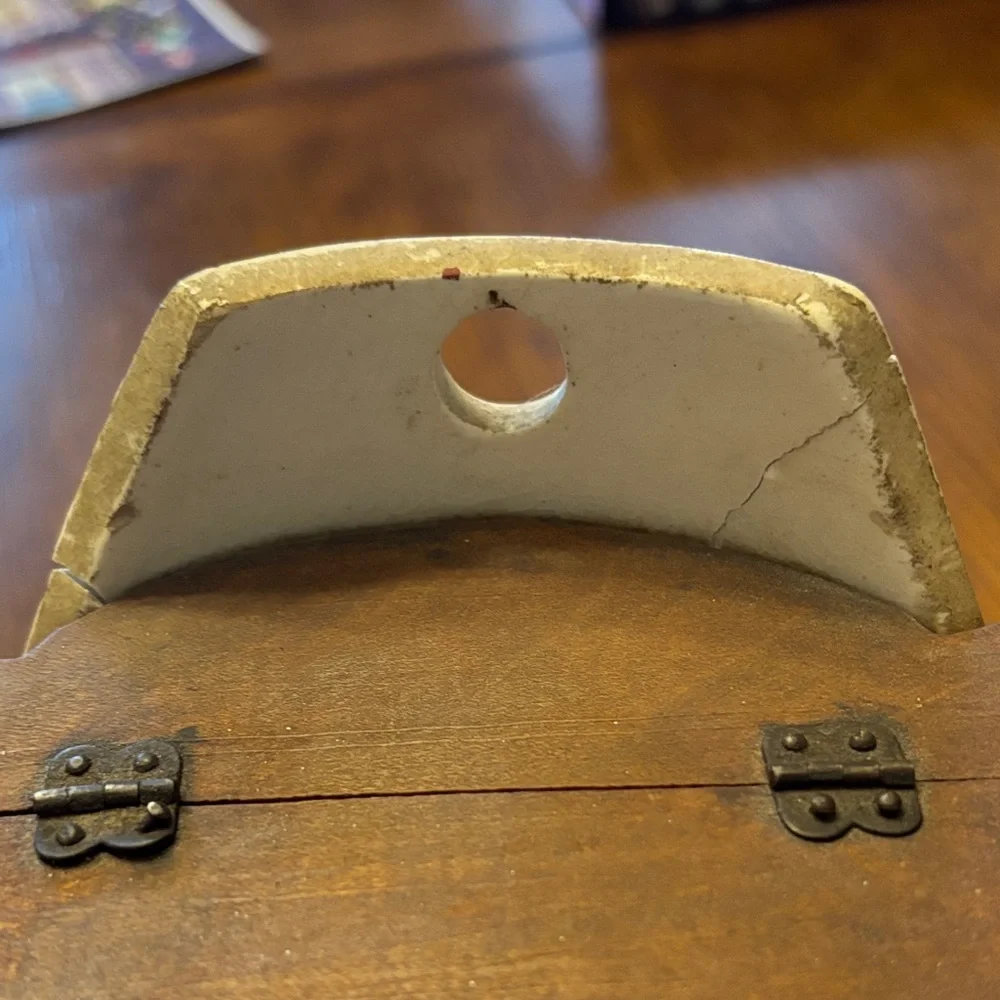 Vintage Ceramic Salt Box with Wooden Lid - Picture 7 of 9